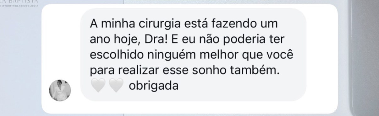 Depoimento autorizado um ano após a cirurgia